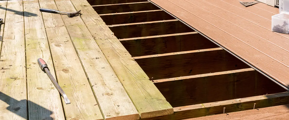 wooden deck repairing process.